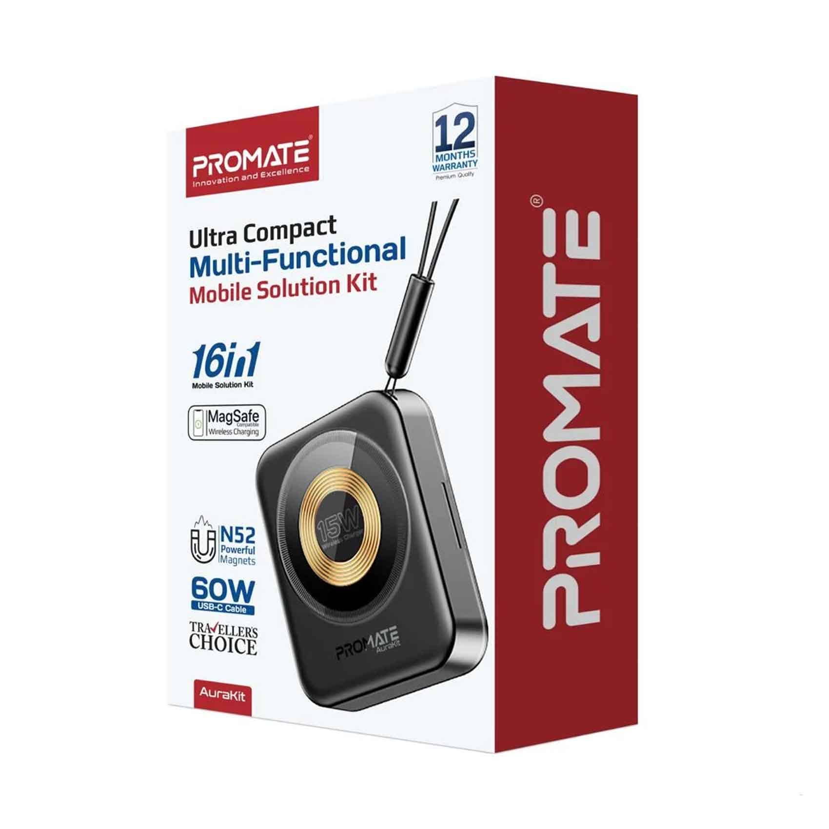 Promate Mobile Solution kit 16in1 Ultra Compact Multi-Functional 15W with 60W USB-C Cable