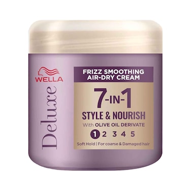كريم ويلا ديلوكس لتنعيم الشعر المجعد، يجف في الهواء، 7 في 1، تصفيف وتغذية، بخلاصة زيت الزيتون، تثبيت خفيف للشعر الخشن والتالف، 150 مل