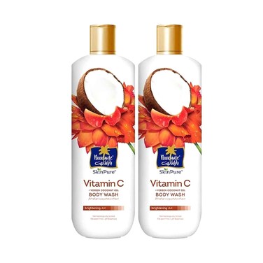 غسول جسم باراشوت بزيت جوز الهند البكر فيتامين C 400 مل × 2