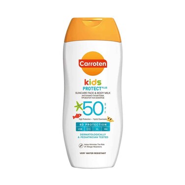 Carroten Kids Protect Plus Suncare Face &amp; Body Milk Spf50, 4D Protection 200ml