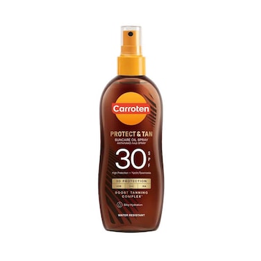 Carroten Protect &amp; Tan Suncare Oil Spray Spf30, Boost Tanning Complex 150ml