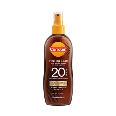 Carroten Protect &amp; Tan Suncare Oil Spray Spf20, Boost Tanning Complex 150ml