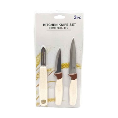Royal Blue Kitchen Knife Set With Paring Knife 9cm, Utility Knife 11cm, Peeler YJ060