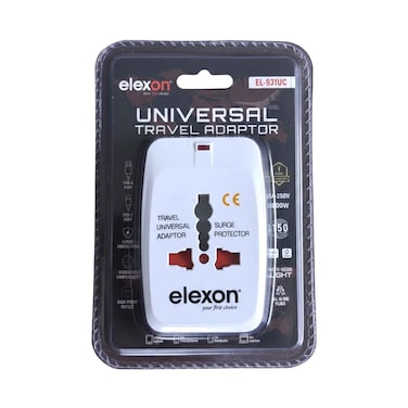 محول سفر عالمي من إليكسون EL931UC مع منافذ USB-C وUSB-A