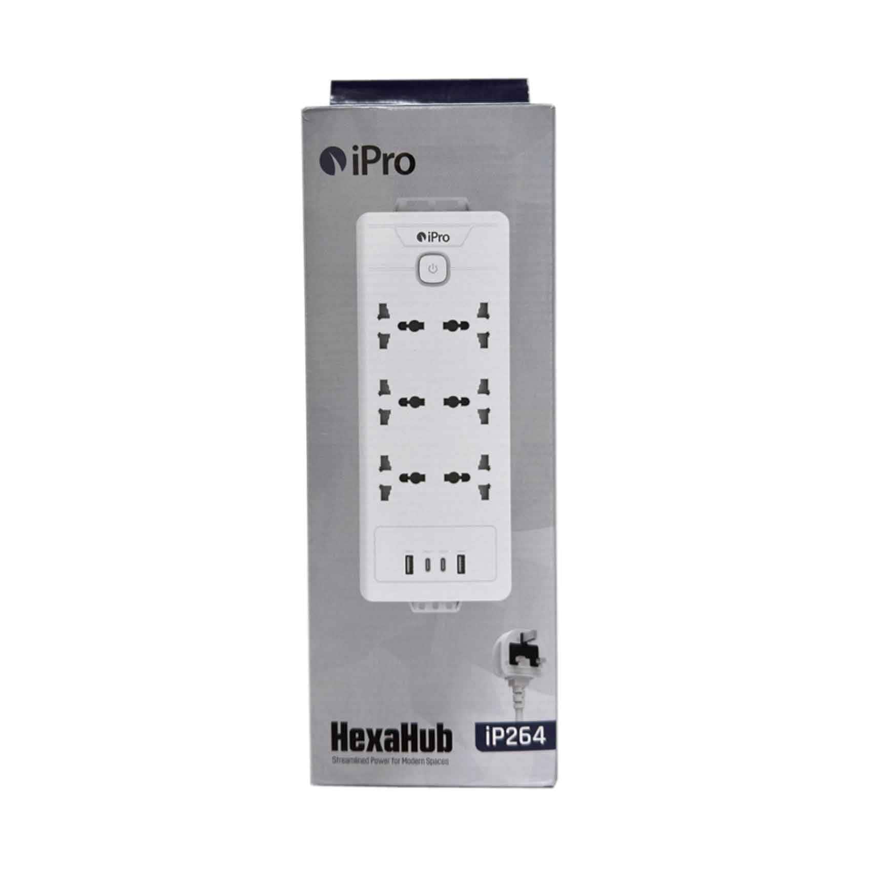 iPro 6-Way Power Extension with 2 USB-A & 2 USB-C Ports IP264