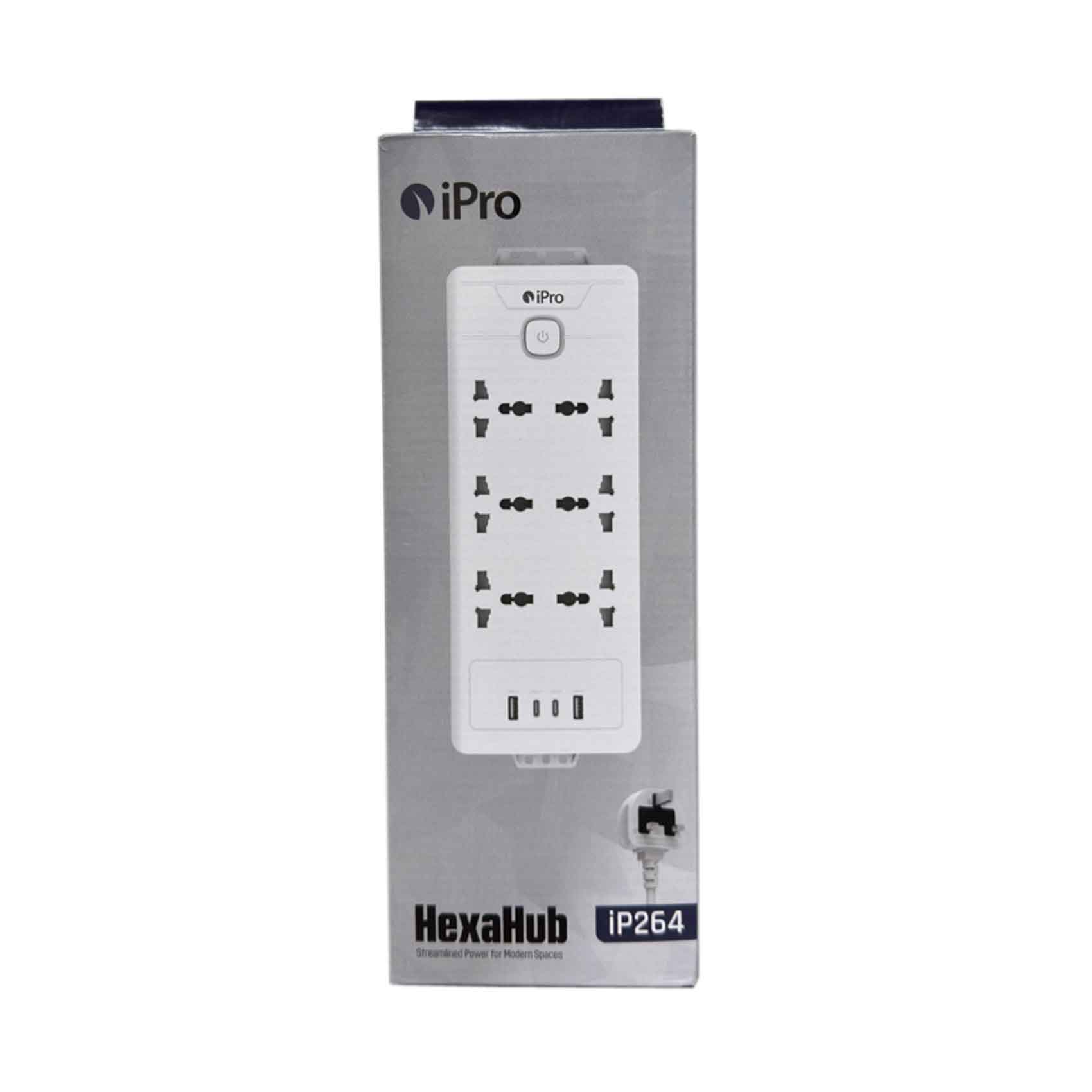 iPro 6-Way Power Extension with 2 USB-A & 2 USB-C Ports IP264
