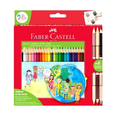 أقلام تلوين خشبية مثلثة Faber Castell أطفال العالم 24 + 3 قطع