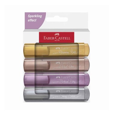 أقلام تحديد نص بتأثير لامع Faber Castell عدد 4 قطع