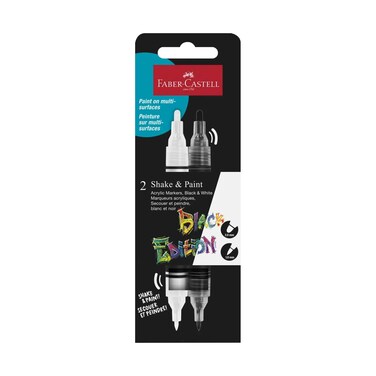 Faber Castell Black Edition Shake &amp; Paint Marker Black &amp; White 2 Pieces