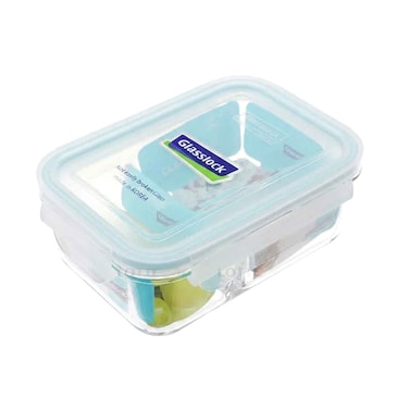 Glasslock Rectangular Glass Tiffin Box With Separator Assorted 670ml