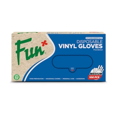 Fun Disposable Vinyl Gloves Medium 100 Pieces