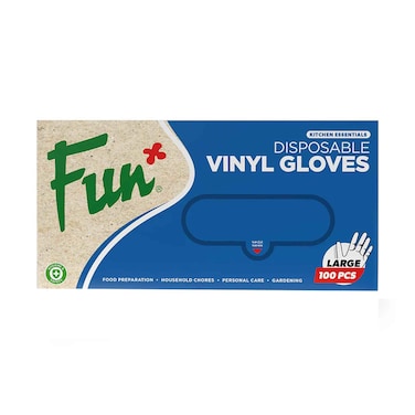 Fun Disposable Vinyl Gloves Large 100 Pieces