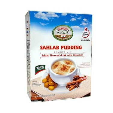 Al Baladi Sahlab Pudding Powder Mix, Sahlab Flavored Drink With Cinnamon 300g
