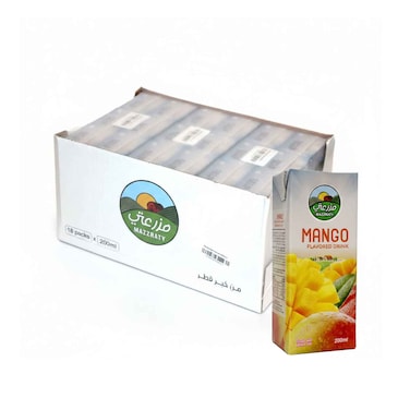 Mazzraty Long Life Juice Mango Flavored Drink 200mlx18 Pieces