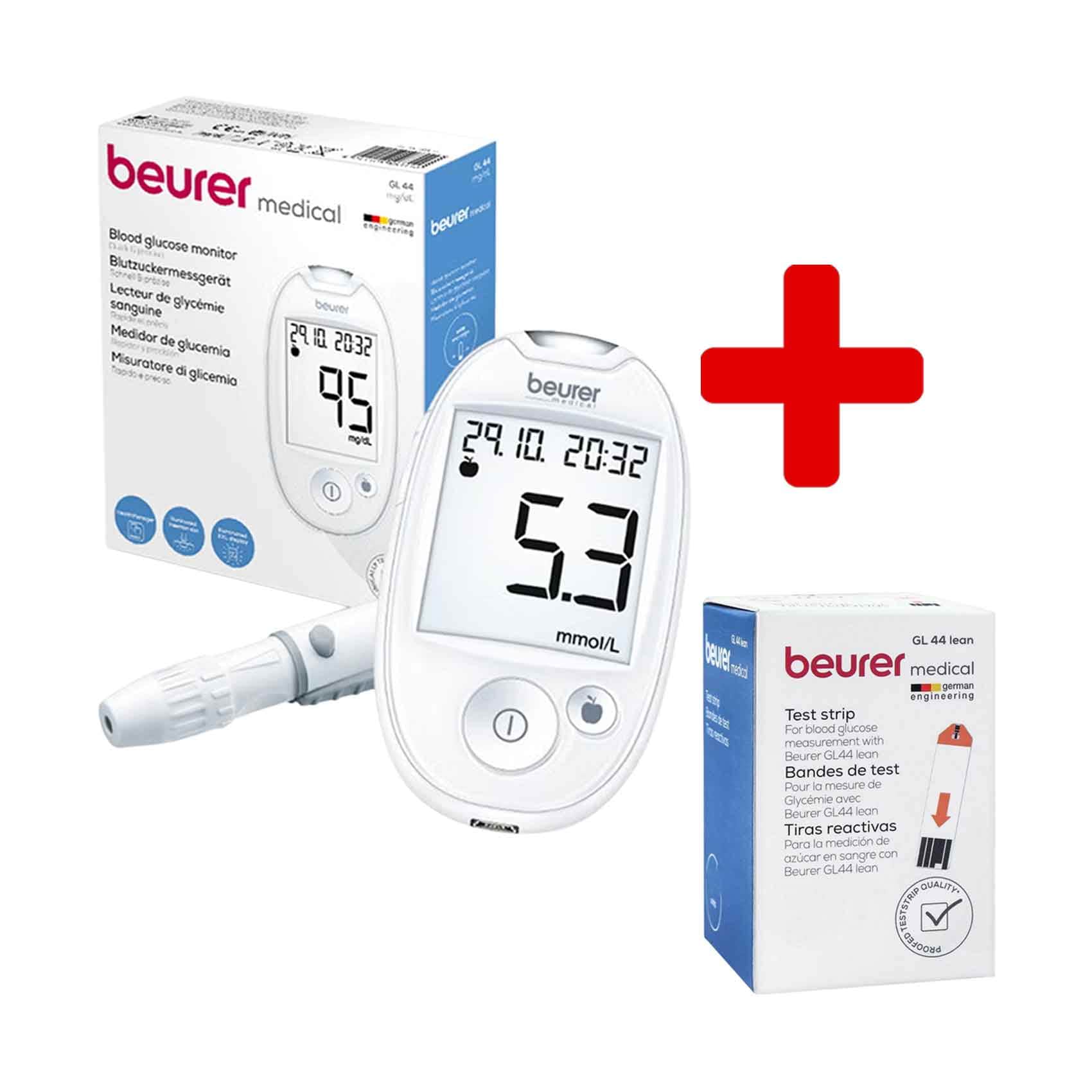 Beurer Blood Glucose Monitor GL44 + 20 Strips (Plus Extra 50 Qr Supplier's Delivery Charge Outside Doha)