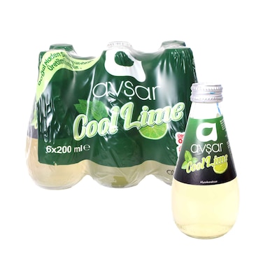 Avsar Natural Mineral Rich Carbonated Drink Cool Lime, With Mint &amp; Lemon Flavor 200mlx6 Pieces