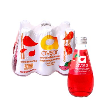 Avsar Sparkling Watermelon &amp; Strawberry Flavored Mineral Water 200mlx6 Pieces