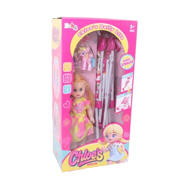 دمية ديبا تويز مع عربة قابلة للطي