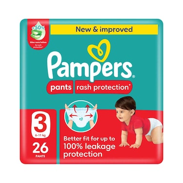 Pampers Pants Rash Protection With Aloe Vera Lotion Size 3, 6-11kg 26 Pieces