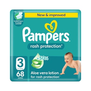 Pampers Rash Protection Diapers With Aloe Vera Lotion Size 3, 6-10kg 68 Pieces