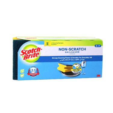 3M Scotch-Brite Non-Scratch Nail Saver Scrub Sponge 3 Pieces