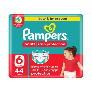 Pampers Rash Protection Pant Style Diapers with Aloe Vera Size 6, 44 Pieces