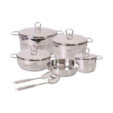 طقم أواني طهي من الفولاذ المقاوم للصدأ من جيتكو لونيسا، 11 قطعة