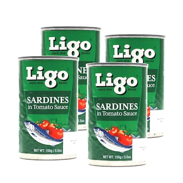 سردين ليغو بصلصة الطماطم، 4 قطع × 155 غرام