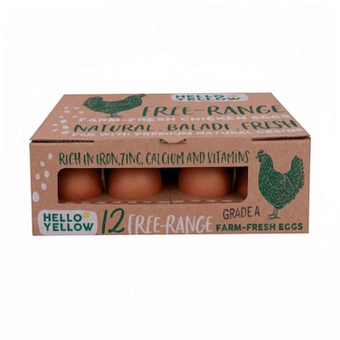 Hello Yellow Free Range Farm-Fresh Chicken Eggs 12 Pieces