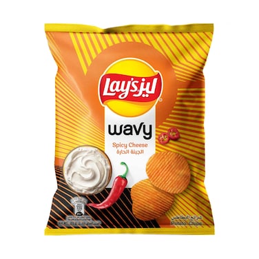رقائق بطاطس ليز المموجة بنكهة الجبن الحار 85 غرام