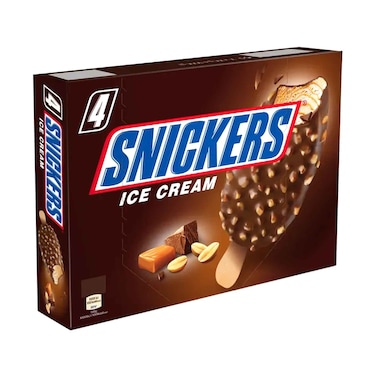عبوة متعددة من أعواد آيس كريم سنيكرز، 60 غرام × 4 قطع