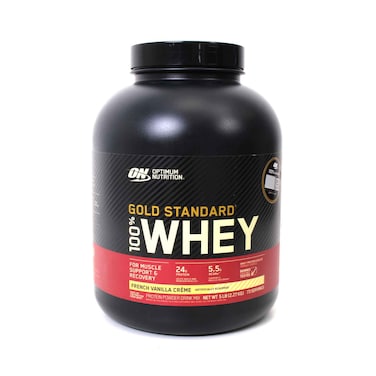 On Optimum Nutrition Gold Standard 100% Whey Protein Powder Mix Drink French Vanilla Creme 2.27kg
