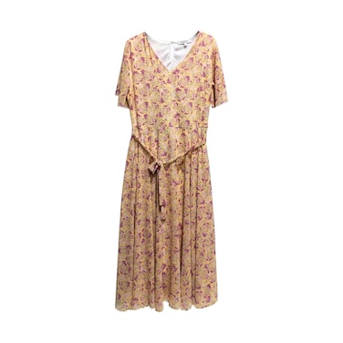 LDS CHIFFON LONG DRESS V NECK SS