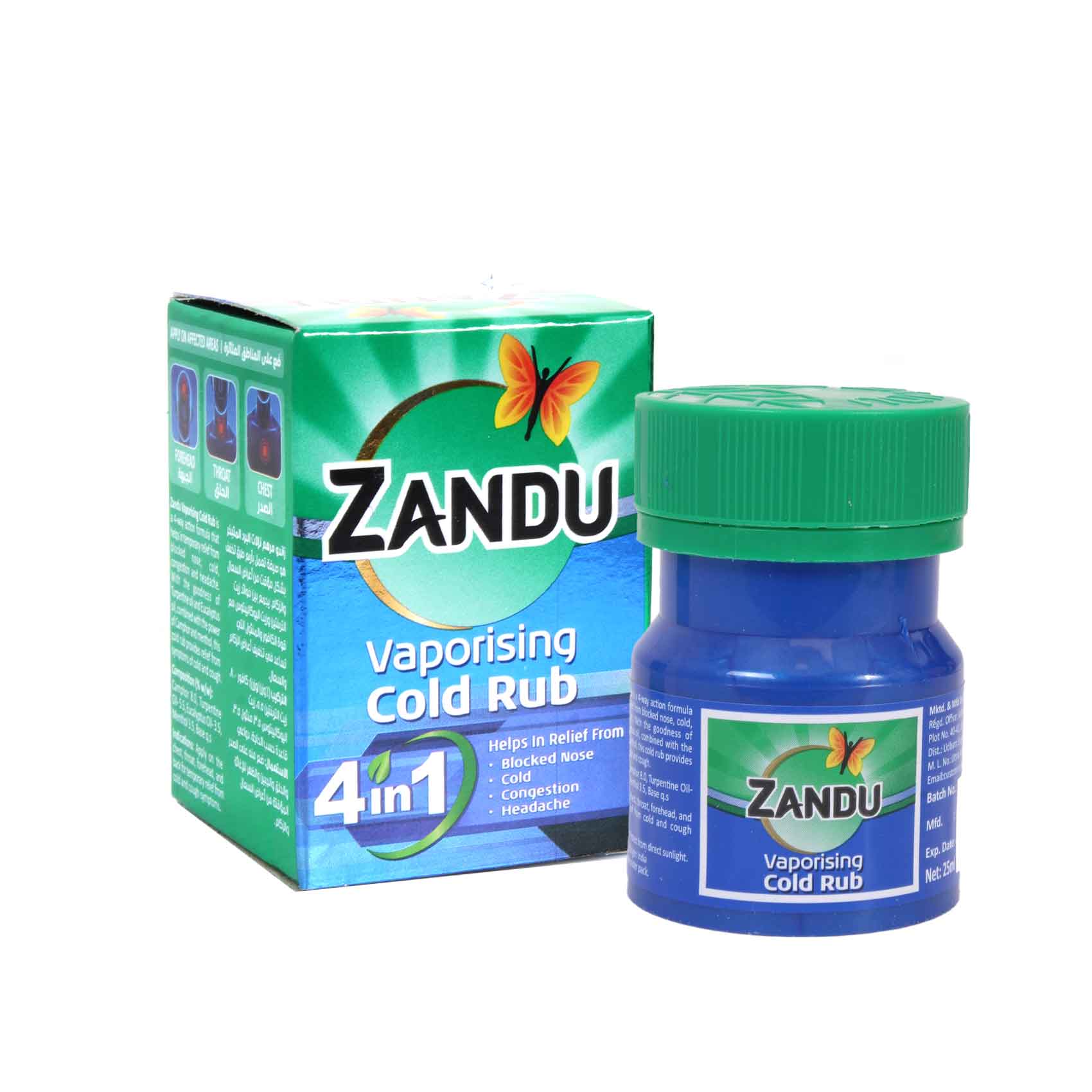 Zandu 4 In 1 Vaporising Cold Rub 25ml