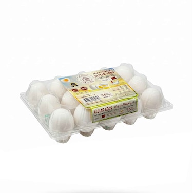 Al Diar Fresh White Qatari Farm Eggs, Grade A 15 Pieces