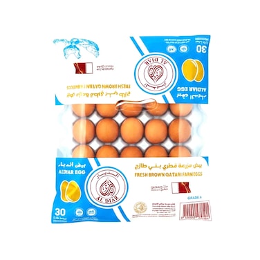 Al Diar Fresh Brown Qatari Farm Eggs, Grade A 30 Pieces