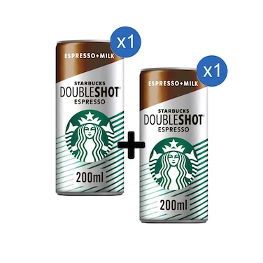 ستاربكس دبل شوت إسبريسو مشروب قهوة 200 مل + ستاربكس دبل شوت إسبريسو مشروب قهوة 200 مل