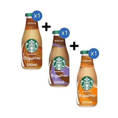 Starbucks Frappuccino Coffee Drink 250ml + Starbucks Frappuccino Mocha Coffee Drink 250ml + Starbucks Frappuccino Caramel Coffee Drink 250ml