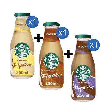 Starbucks Frappuccino Cookies &amp; Cream Coffee Drink 250ml + Starbucks Frappuccino Coffee Drink 250ml + Starbucks Frappuccino Mocha Coffee Drink 250ml