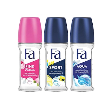 FA Roll On Deodorant Assorted 50mlx3 Pieces