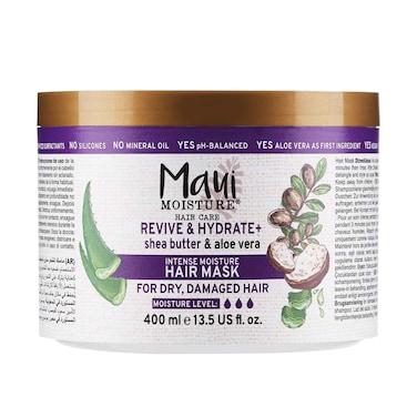Maui Moisture Hair Care Intense Moisture Hair Mask, Revive &amp; Hydrate+ With Shea Butter &amp; Aloe Vera For Dry, Damaged Hair 400ml