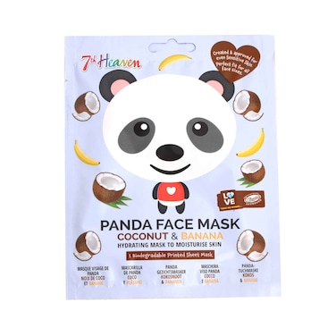 7th Heaven Panda Face Mask With Coconut &amp; Banana, Hydrating Mask To Moisture Skin 1 Piece Sheet Mask