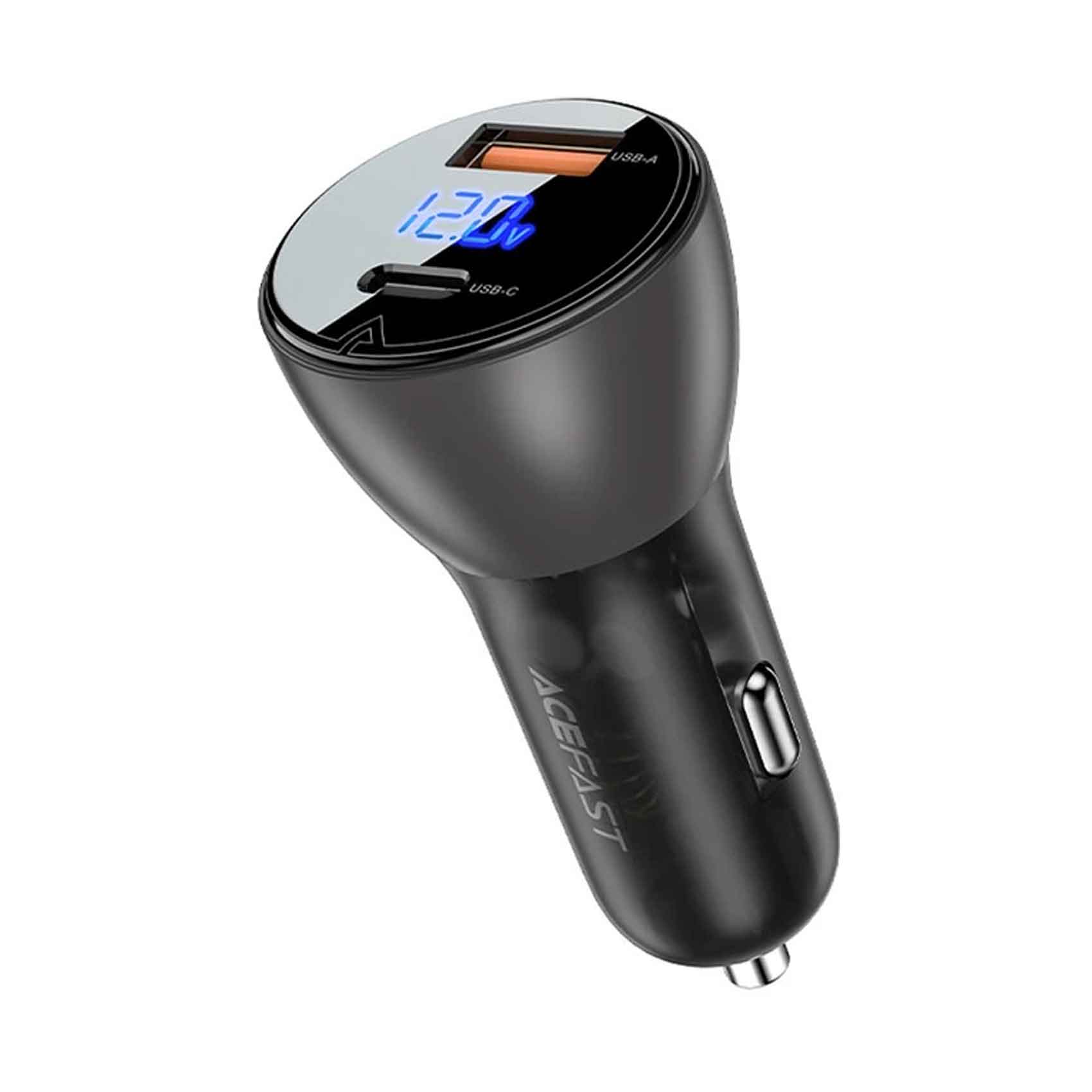 Acefast Fast In Metal Car Charger With LED Digital Display, B6, 63 Watts