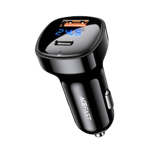 Acefast Fast Charge With Digital Display Dual Port Metal Car Charger B4, 66 Watts
