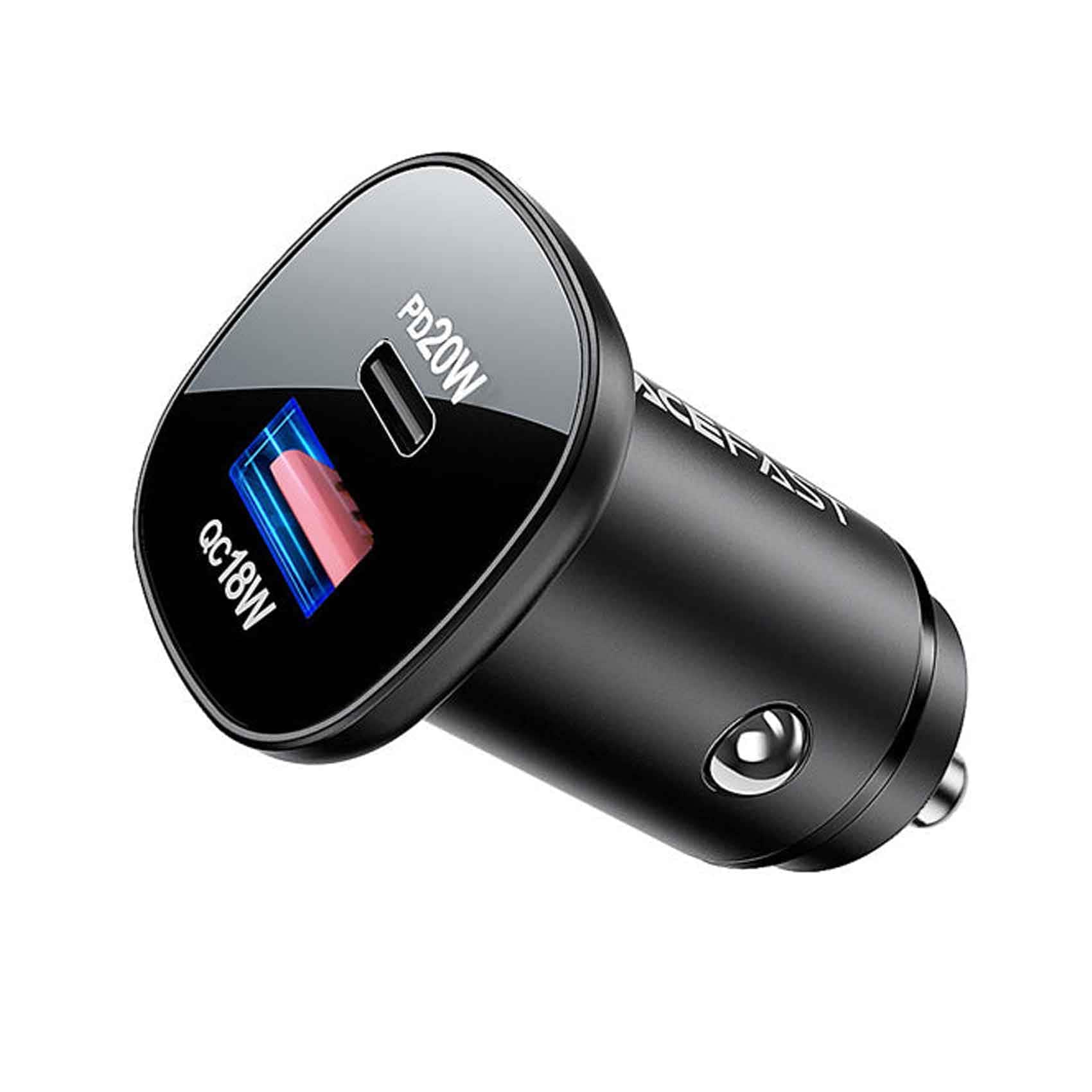 Acefast Dual Fast Charge With Intelligent Power Distribution Dual Port Metal Car Charger B1, 38 Watts
