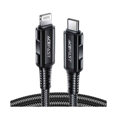 Acefast Fast Charging Data Cable  Wear Resistant Nylon Braid USB-C To Lightning, Black, C04-01