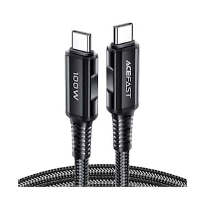 Acefast Fast Charging Data Cable Wear Resistant Nylon Braid USB-C To USB-C, Black, C04-03