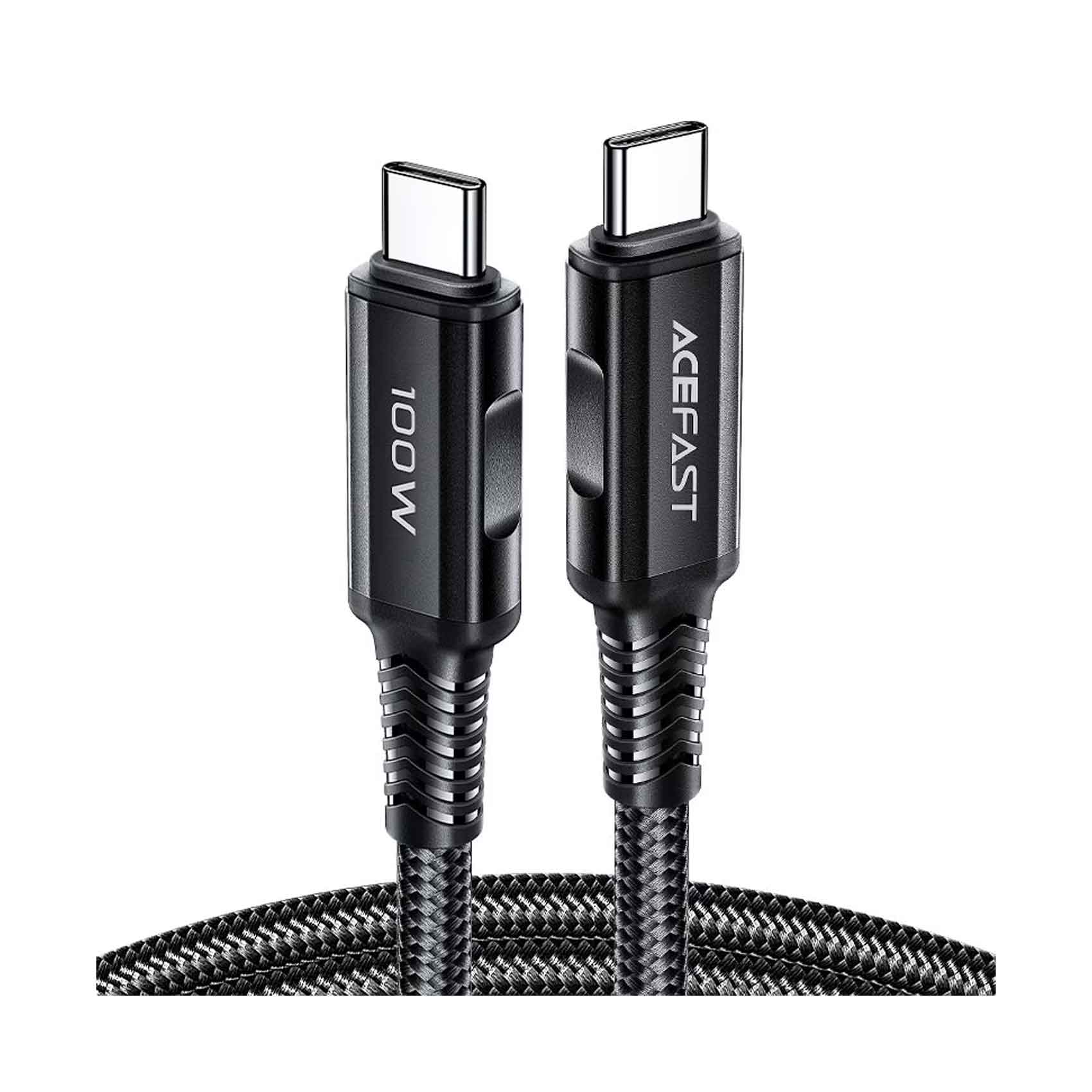 Acefast Fast Charging Data Cable Wear Resistant Nylon Braid USB-C To USB-C, Black, C04-03