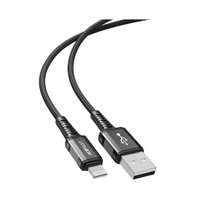 Acefast Fast Charging Data Cable Safe & Durable Wear Resistant Nylon Braid USB-A To Lightning, Black, C01-02