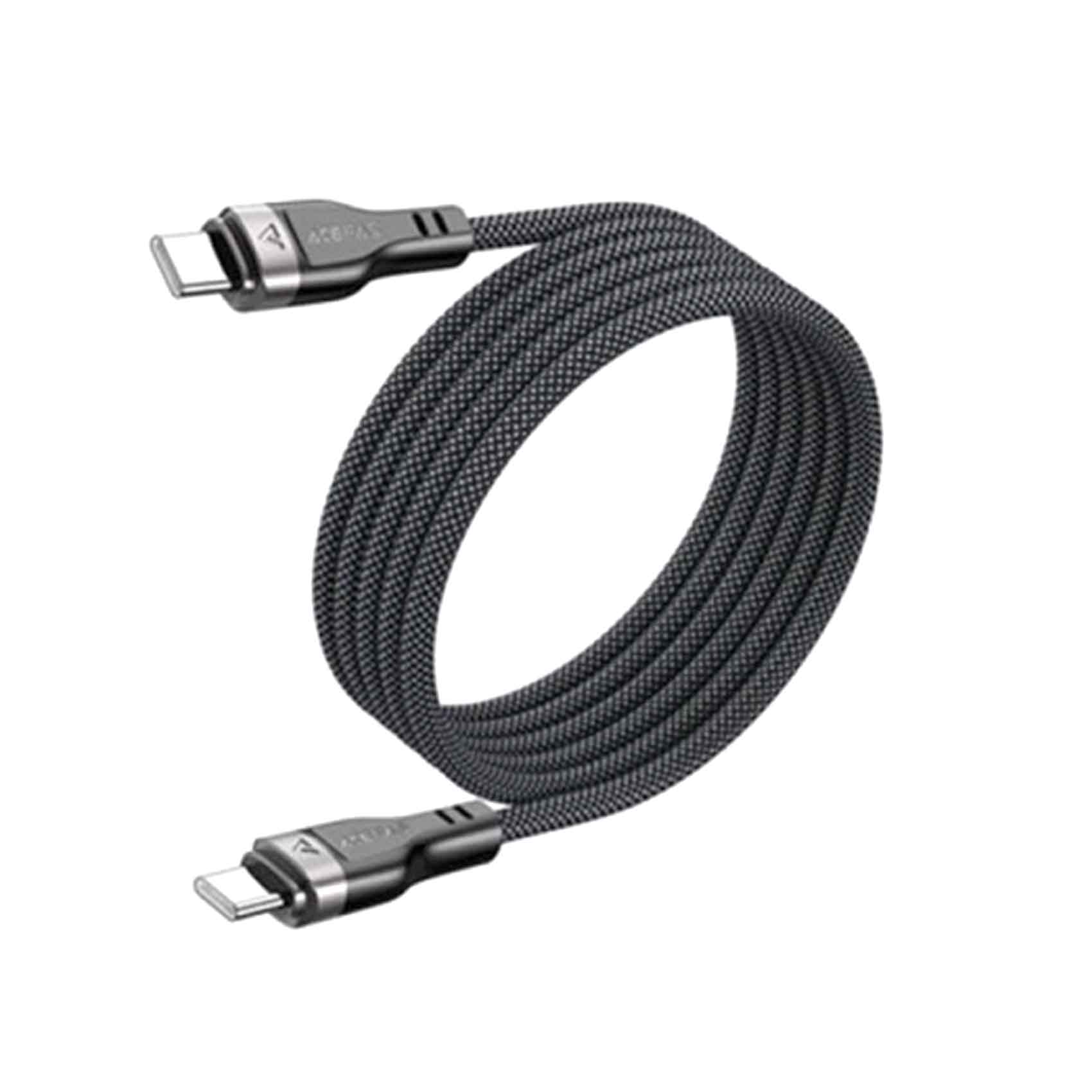Acefast Fast Charging Data Cable Magnetic Braid, Simple Storage, Anti Tangle, USB-C To USB-C, Black, C11-03